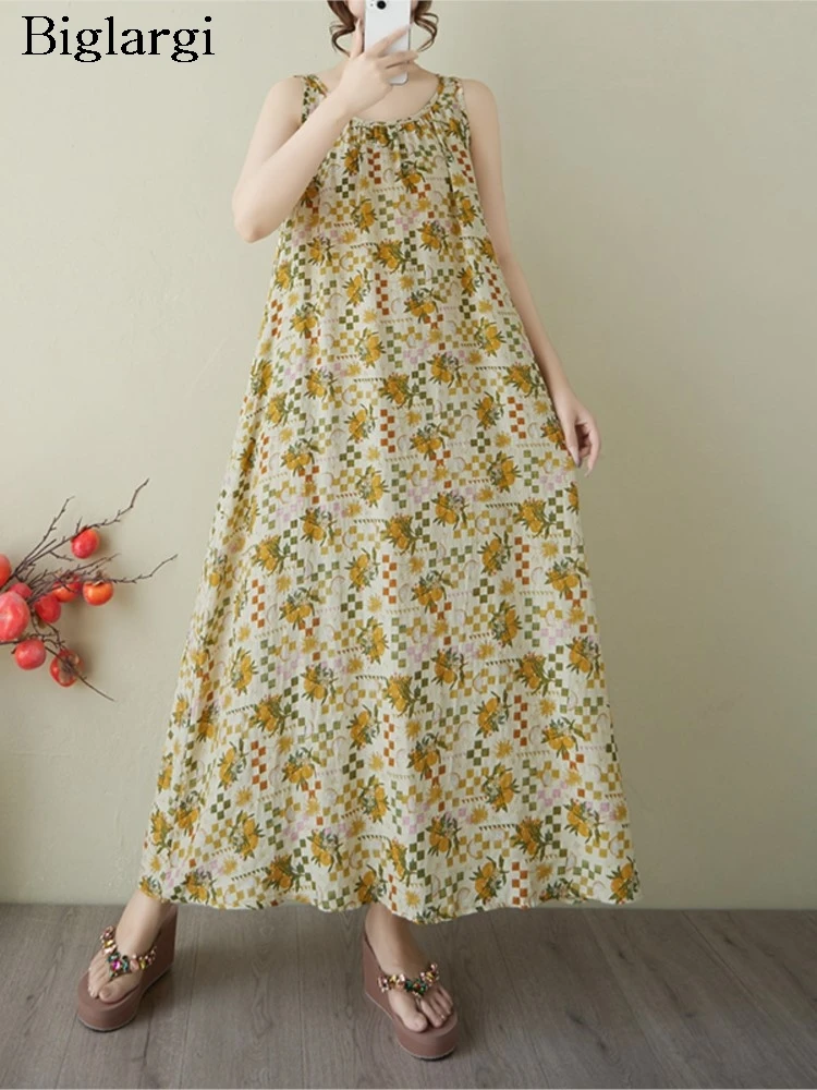 Oversized Summer Sleeveless A-Line Dress Women Flower Floral Print Modis Ladies Dresses Ruffle Pleated Loose Casual Woman Dress
Oversized Summer Sleeveless A-Line Dress Women Flower Floral Print Modis Ladies Dresses Ruffle Pleated Loose Casual Woman Dress