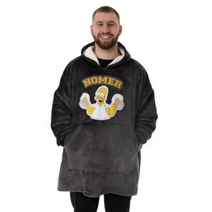 The Simpson Mens Wearable Blanket Hoodie Adults Black Hooded Pullover with Homer Character and Pockets Sherpa Lined
The Simpson Mens Wearable Blanket Hoodie Adults Black Hooded Pullover with Homer Character and Pockets Sherpa Lined