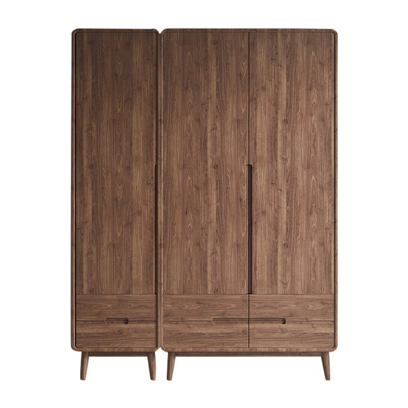 Modern simple North American black walnut, solid wood wardrobe, home swing door Nordic style wardrobe
Modern simple North American black walnut, solid wood wardrobe, home swing door Nordic style wardrobe