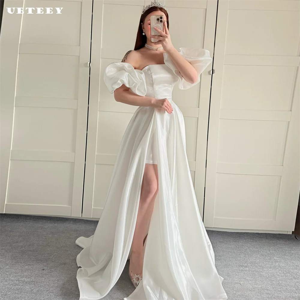 UETEEY Customized 2 Pieces Off Shoulder Pleats Satin Wedding Dress Women A Line Lace Up Back Detachable Court Train Bridal Gown
UETEEY Customized 2 Pieces Off Shoulder Pleats Satin Wedding Dress Women A Line Lace Up Back Detachable Court Train Bridal Gown