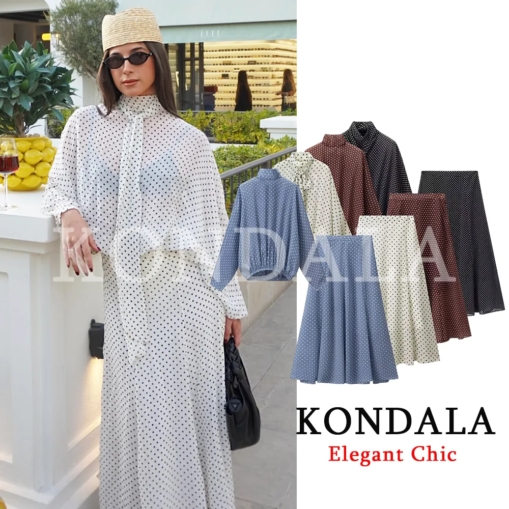 KONDALA Women Trendy Polka Dot Skirt Set Bow See-Through Bow Tie Shirts Long Skirt Fashion 2026 Spring Summer Holiday Lady Set
KONDALA Women Trendy Polka Dot Skirt Set Bow See-Through Bow Tie Shirts Long Skirt Fashion 2026 Spring Summer Holiday Lady Set