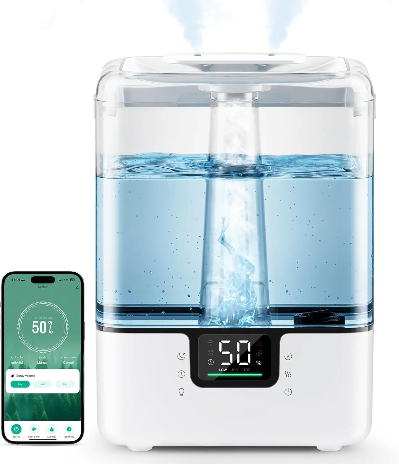 Smart Humidifier with App/Voice Control, 6L Top Fill, Essential Oil Diffuser for Bedroom & Plants
Smart Humidifier with App/Voice Control, 6L Top Fill, Essential Oil Diffuser for Bedroom & Plants