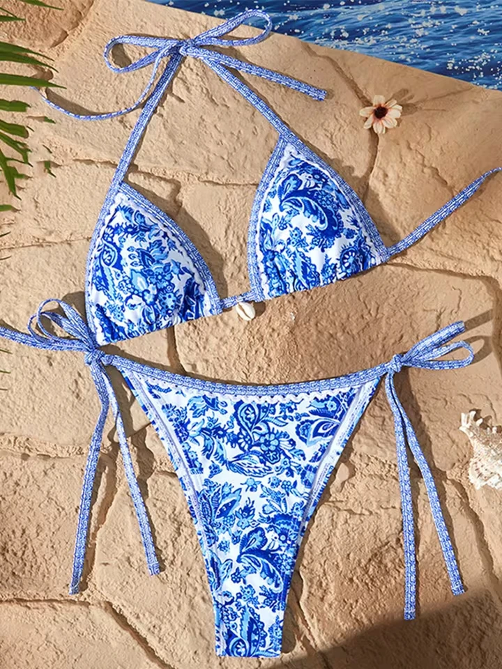 Vzvn 2025 Women Swimsuit Separate Beach Wear Adjust Lace Up Swimsuit Porcelain Printing Halter String Triangle Two Piece Bikini
Vzvn 2025 Women Swimsuit Separate Beach Wear Adjust Lace Up Swimsuit Porcelain Printing Halter String Triangle Two Piece Bikini