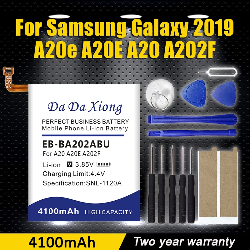 4100mAh New EB-BA202ABU Battery For Samsung Galaxy 2019 A20e A20E A20 A202F SM-A202F/DS,SM-A202,SM-A202J,SM-A102 Batteria
4100mAh New EB-BA202ABU Battery For Samsung Galaxy 2019 A20e A20E A20 A202F SM-A202F/DS,SM-A202,SM-A202J,SM-A102 Batteria