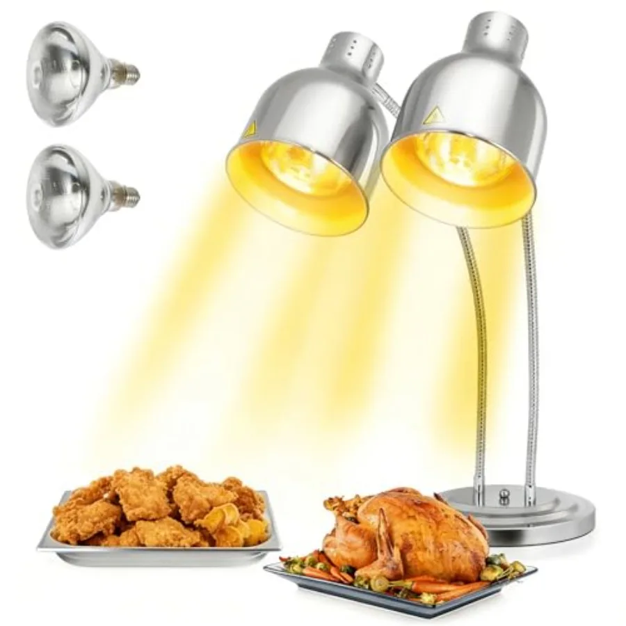 Commercial food heat lamp with 2 adjustable heads, stainless steel, silver, 500W, portable electric warmer for buffets, parties
Commercial food heat lamp with 2 adjustable heads, stainless steel, silver, 500W, portable electric warmer for buffets, parties