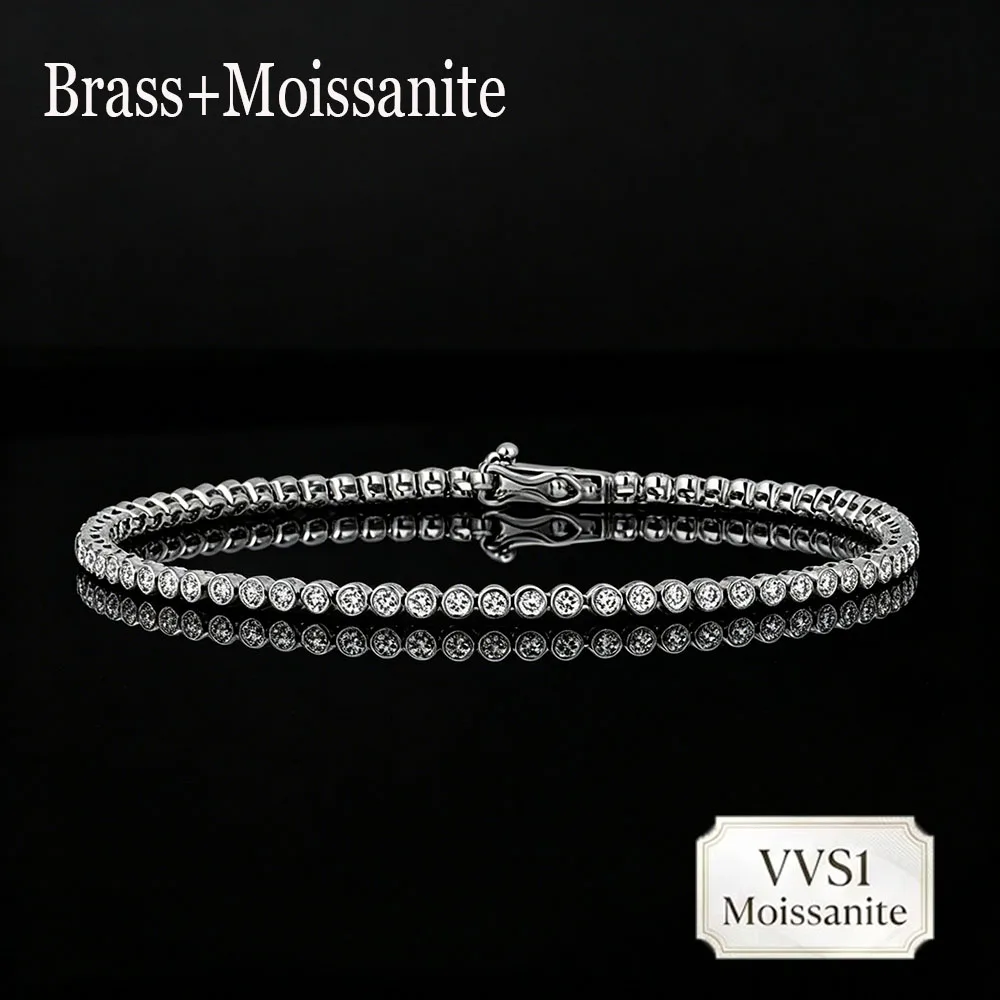 Fine 2.5mm D Color VVS1 Moissanite Tennis Chain Iced Out Brass Round Diamond Hip Hop Minimalist Men Women Party Jewelry Bracelet
Fine 2.5mm D Color VVS1 Moissanite Tennis Chain Iced Out Brass Round Diamond Hip Hop Minimalist Men Women Party Jewelry Bracelet