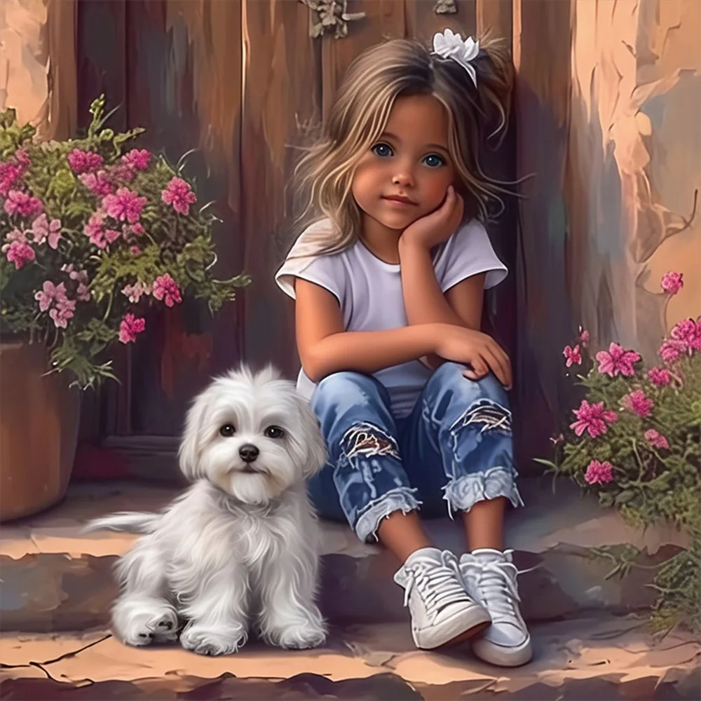 5D Diamond Painting Kit, Featuring a Creative Design of a Little Girl And a Puppy, Sparkling Round Acrylic Synthetic Gems Mosaic
5D Diamond Painting Kit, Featuring a Creative Design of a Little Girl And a Puppy, Sparkling Round Acrylic Synthetic Gems Mosaic