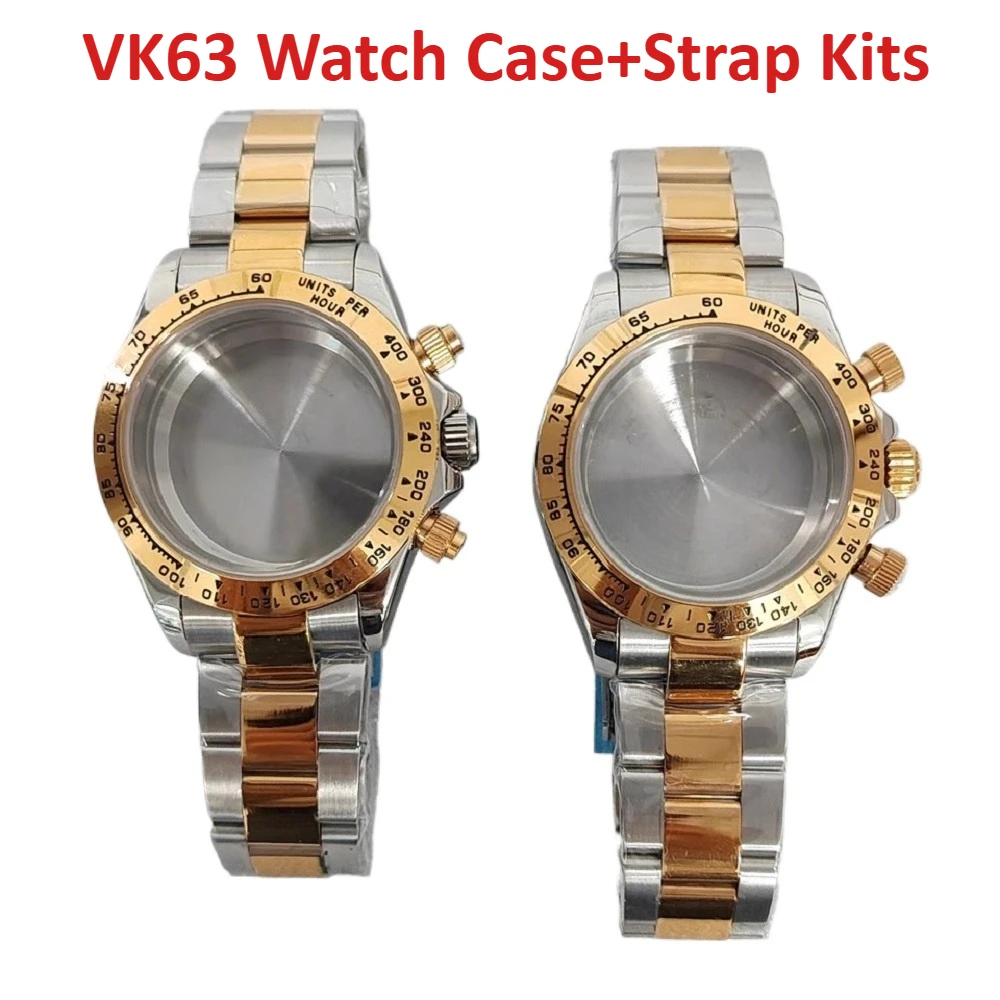 VK63 39MM Watch Case+Watch Strap Kits for VK63 Quartz Movement 316L Stainless Steel Solid Bottom Silver Gold Case Watchband Set
VK63 39MM Watch Case+Watch Strap Kits for VK63 Quartz Movement 316L Stainless Steel Solid Bottom Silver Gold Case Watchband Set