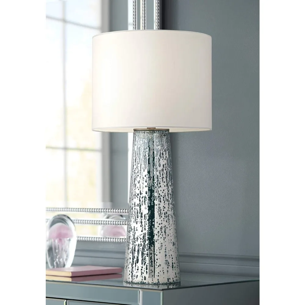 Modern Coastal Table Lamp Hand-Applied 30" Tall Blue Mercury Glass Tapered Column
Modern Coastal Table Lamp Hand-Applied 30" Tall Blue Mercury Glass Tapered Column