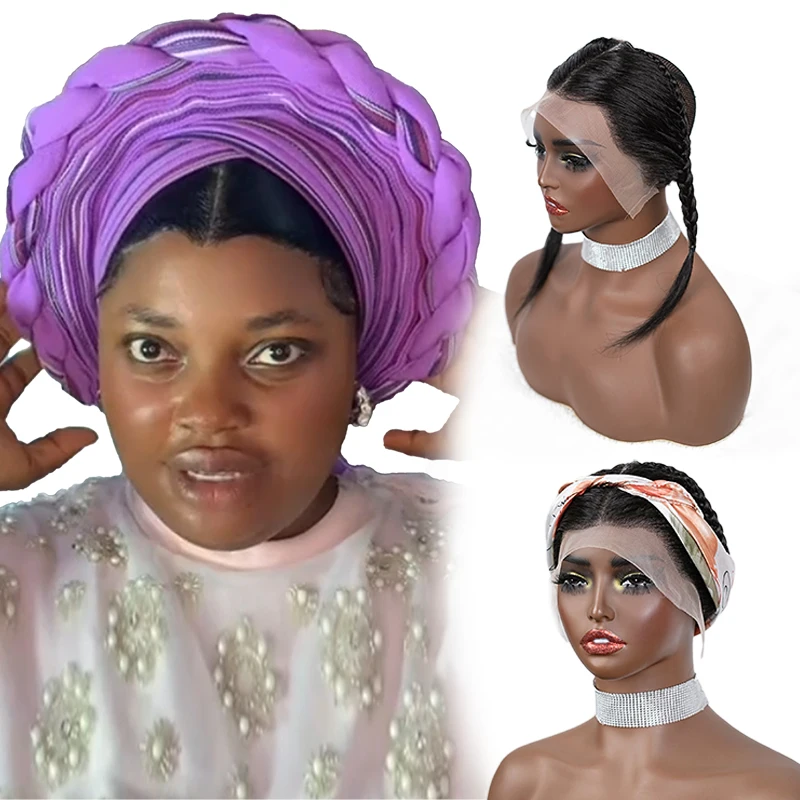 100% Human Hair 10inches black Gele frontal Wig 13x4inch Lace Front plait wig with Baby Hair Wig for Women
100% Human Hair 10inches black Gele frontal Wig 13x4inch Lace Front plait wig with Baby Hair Wig for Women