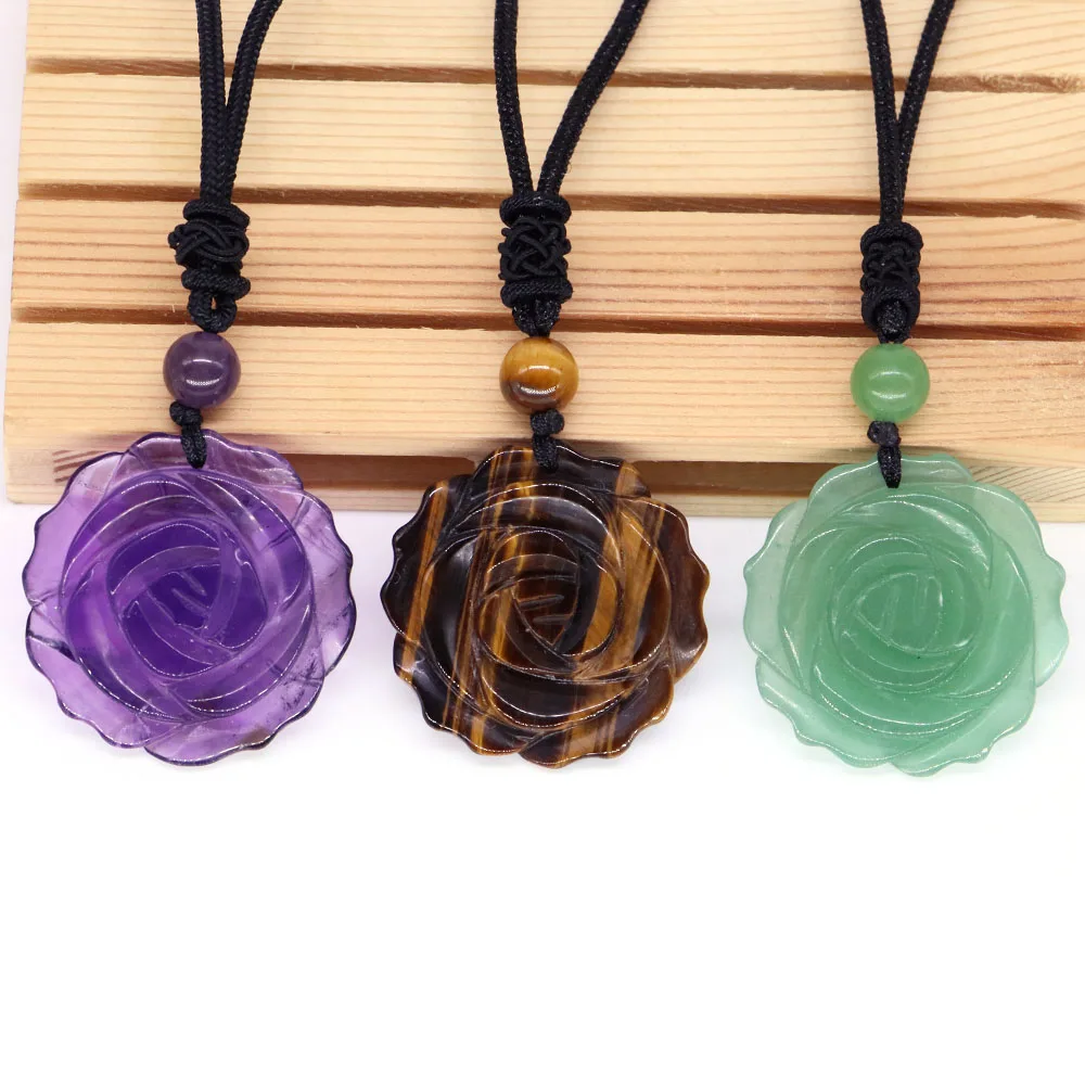 Rose Flower Necklace for Women, Natural Crystal Stone, Amethyst, Obsidian, Reiki Healing Gems, Quartz Pendant, Jewelry Love Gift
Rose Flower Necklace for Women, Natural Crystal Stone, Amethyst, Obsidian, Reiki Healing Gems, Quartz Pendant, Jewelry Love Gift