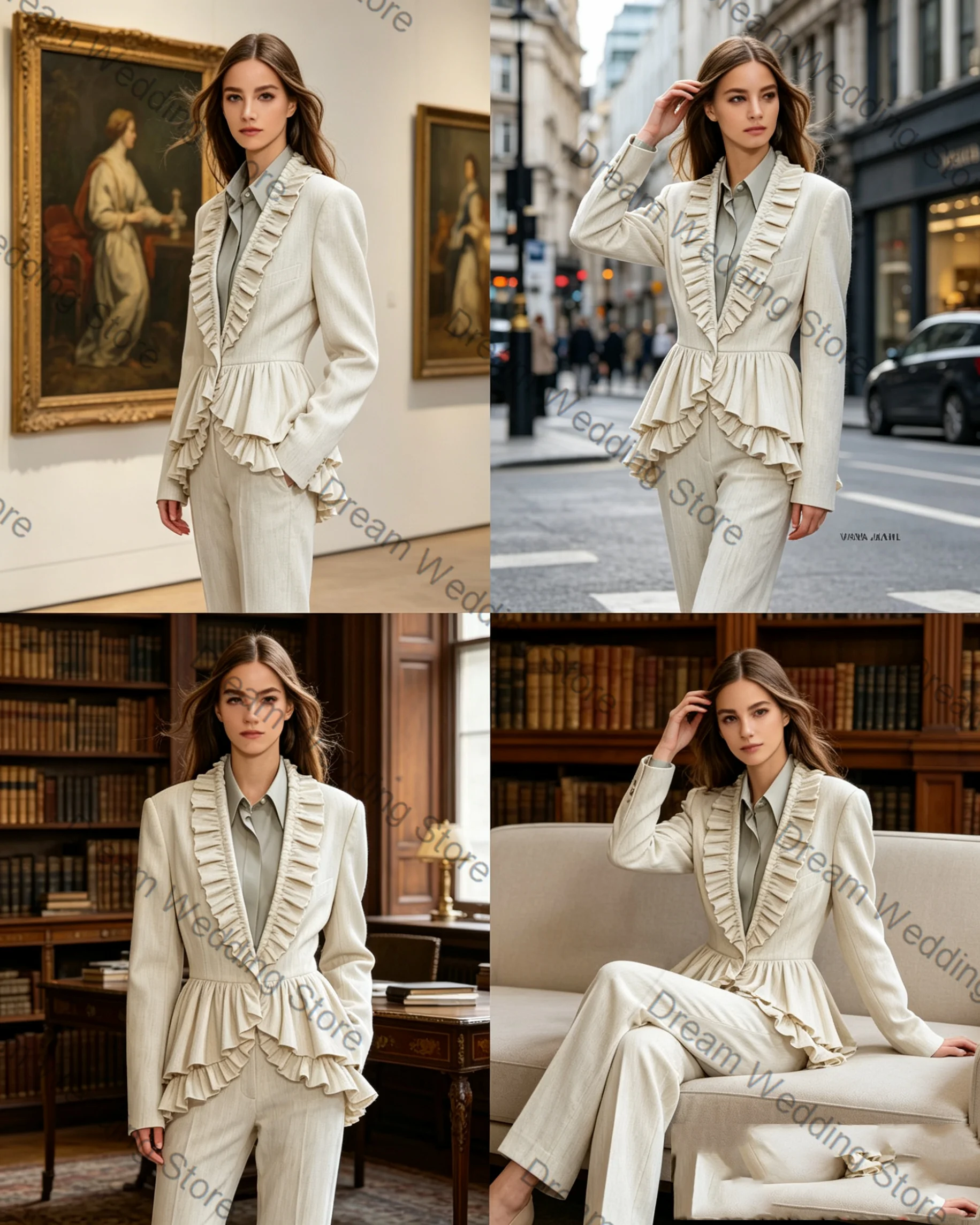 Ivory Wedding Women Suit Set 2 Pcs Blazer+Pants Trousers Ruffles Hem Formal Office Lady Jacket Customized Wedding Guest Coat
Ivory Wedding Women Suit Set 2 Pcs Blazer+Pants Trousers Ruffles Hem Formal Office Lady Jacket Customized Wedding Guest Coat