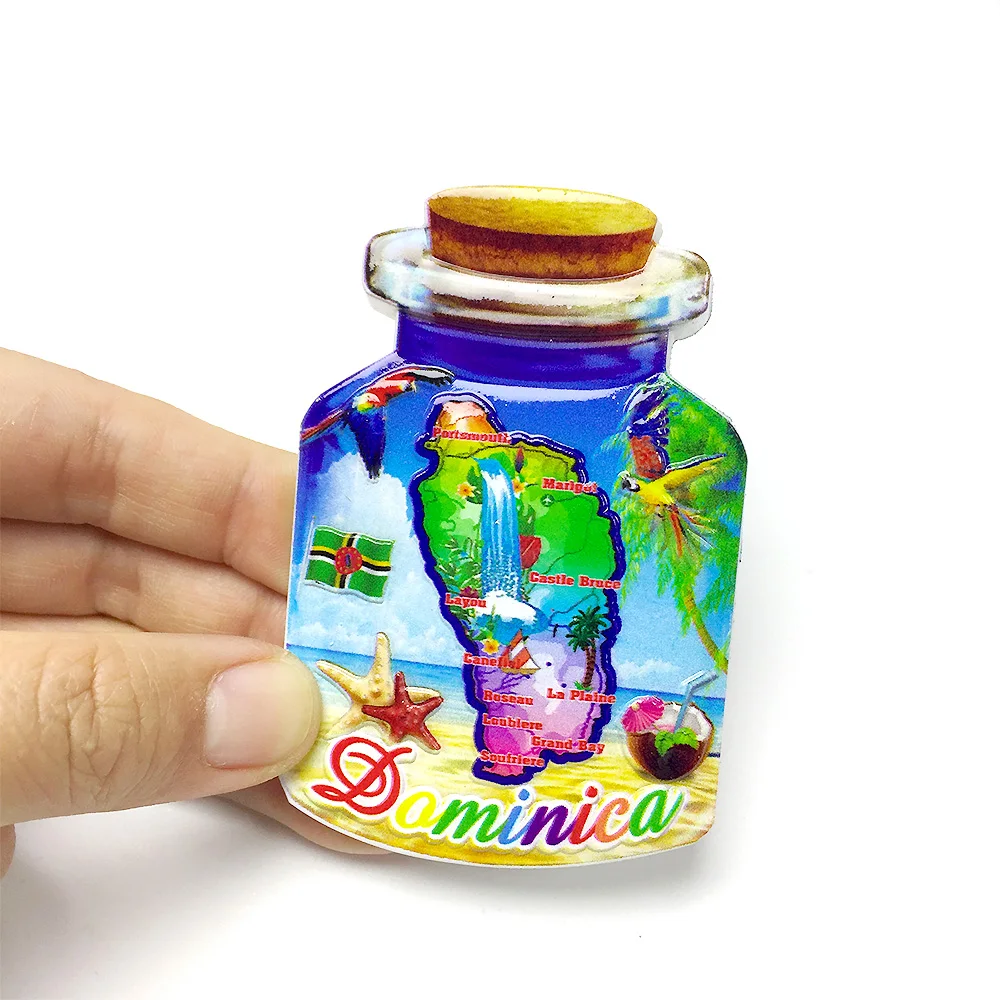 North America Dominica Bottle - Shaped 3D Resin Refrigerator Magnet with Island Map, Parrots, Flag & Tropical Scenes
North America Dominica Bottle - Shaped 3D Resin Refrigerator Magnet with Island Map, Parrots, Flag & Tropical Scenes