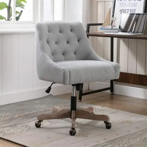 Swivel Home Office Chair, Modern Fabric Upholstered Tufted Accent Computer Desk Chair With Ergonomic Wide Backrest And Wooden
Swivel Home Office Chair, Modern Fabric Upholstered Tufted Accent Computer Desk Chair With Ergonomic Wide Backrest And Wooden