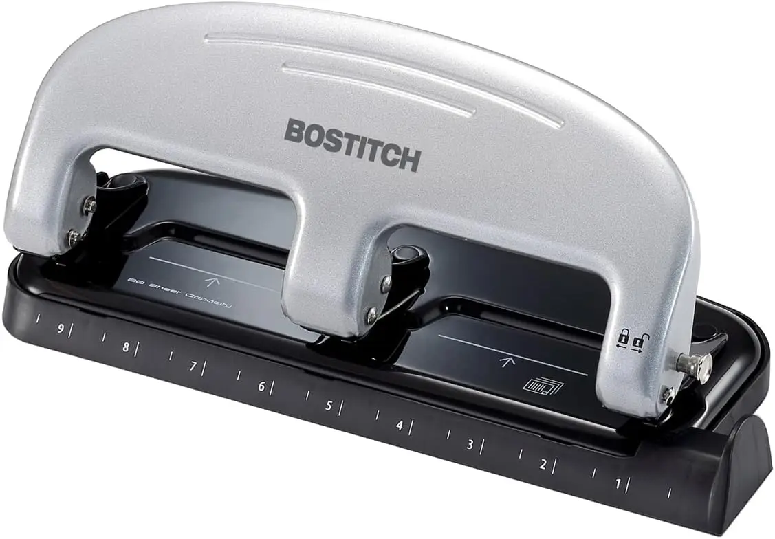 EZ Squeeze 3-Hole Punch, 20 Sheets, Reduced Effort, No Jam, Silver
EZ Squeeze 3-Hole Punch, 20 Sheets, Reduced Effort, No Jam, Silver
