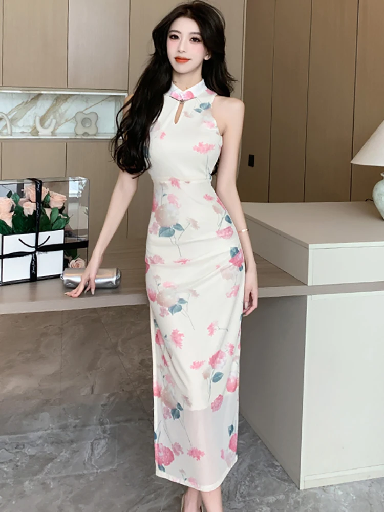 2026 Floral Chiffon Chic Neck-mounted Long Dress Women Boho Elegant Casual Holiday Dress Summer Korean Bodycon Party Night Dress
2026 Floral Chiffon Chic Neck-mounted Long Dress Women Boho Elegant Casual Holiday Dress Summer Korean Bodycon Party Night Dress