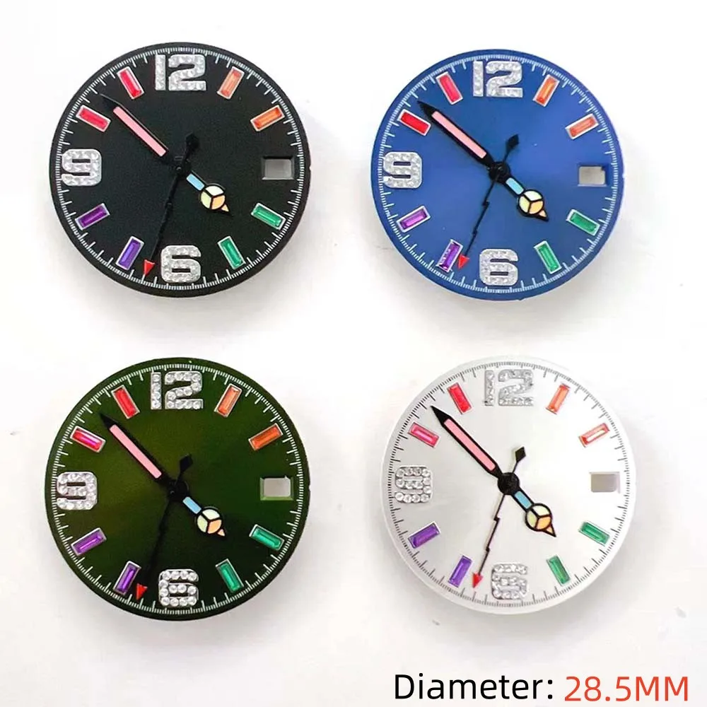 28.5MM Watch Dial+Needle Green Luminous Rainbow Scale Dial Hands for NH35 NH36 4R 7S Movement
28.5MM Watch Dial+Needle Green Luminous Rainbow Scale Dial Hands for NH35 NH36 4R 7S Movement