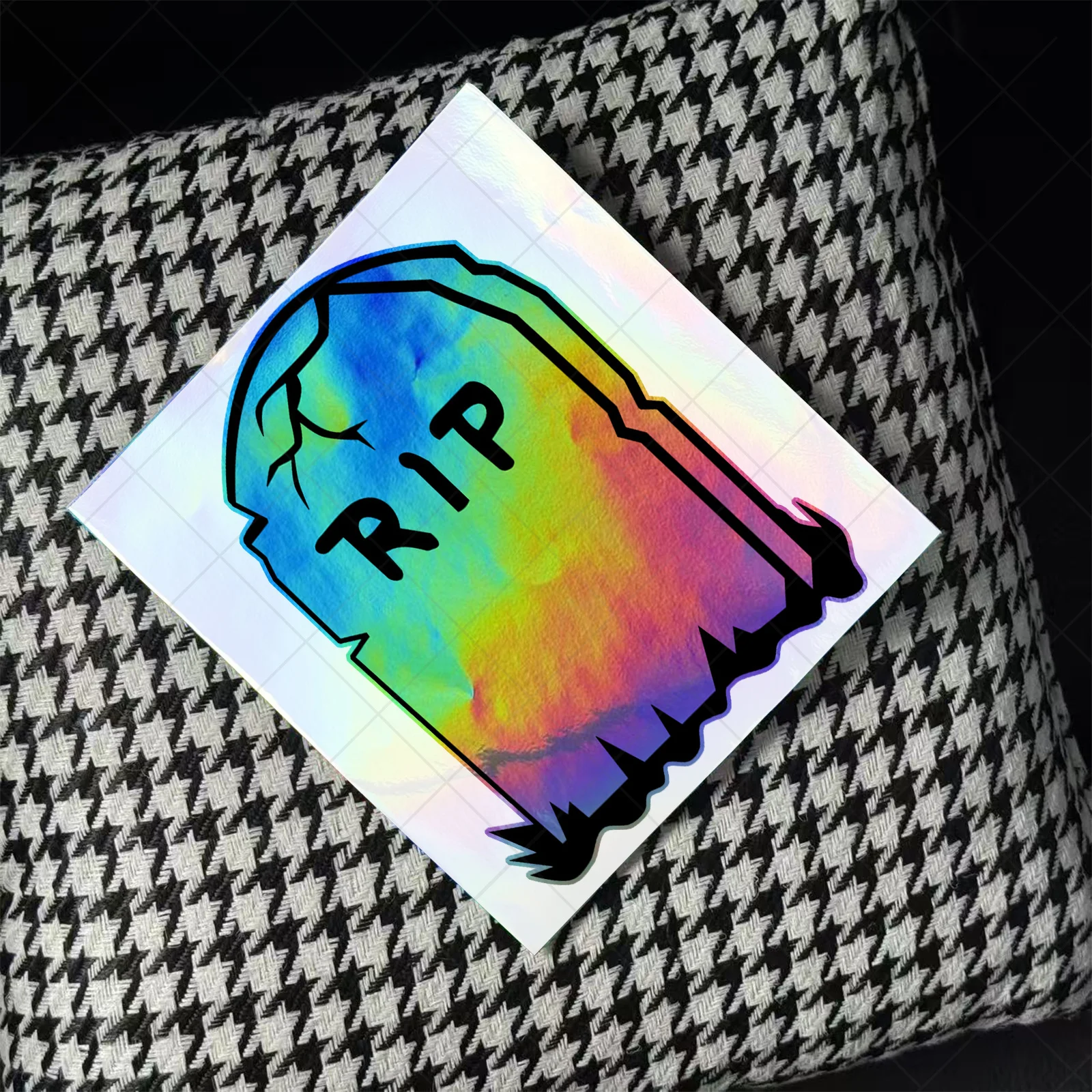 RIP Gravestone Iridescent Sticker, UV Laser Waterproof Decal for Car, Helmet and Motorcycle Decor
RIP Gravestone Iridescent Sticker, UV Laser Waterproof Decal for Car, Helmet and Motorcycle Decor