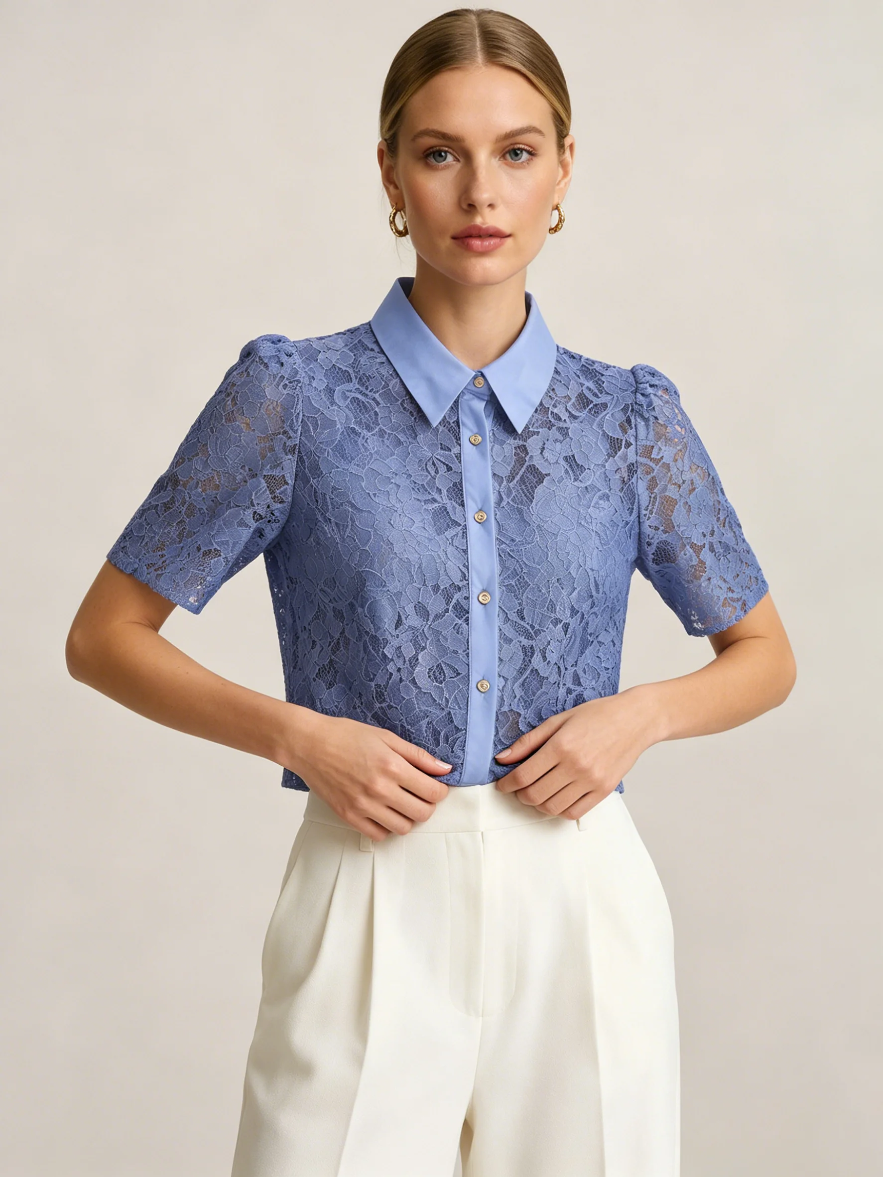 Short lace blouse, short-sleeved top
Short lace blouse, short-sleeved top