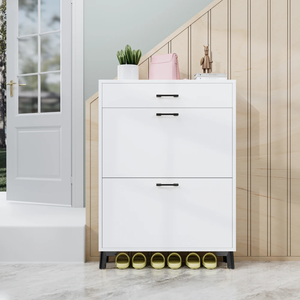Shoe Storage Cabinet for Entryway, Free Standing Shoe Organizer with 2 Flip Drawers, Hidden Shoe Rack Storage Organizer for Door
Shoe Storage Cabinet for Entryway, Free Standing Shoe Organizer with 2 Flip Drawers, Hidden Shoe Rack Storage Organizer for Door