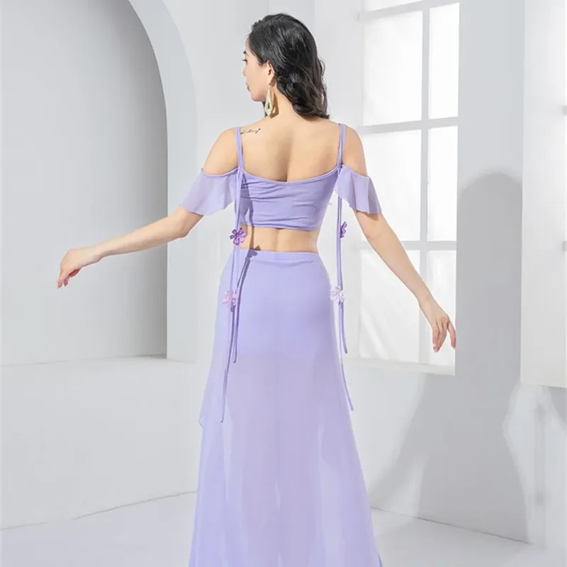 Side Split Long Skirt Sexy Dancer Competition Clothes 2 Piece Set Belly Dance Costume Women Short Sleeve Flower Decorated Top
Side Split Long Skirt Sexy Dancer Competition Clothes 2 Piece Set Belly Dance Costume Women Short Sleeve Flower Decorated Top