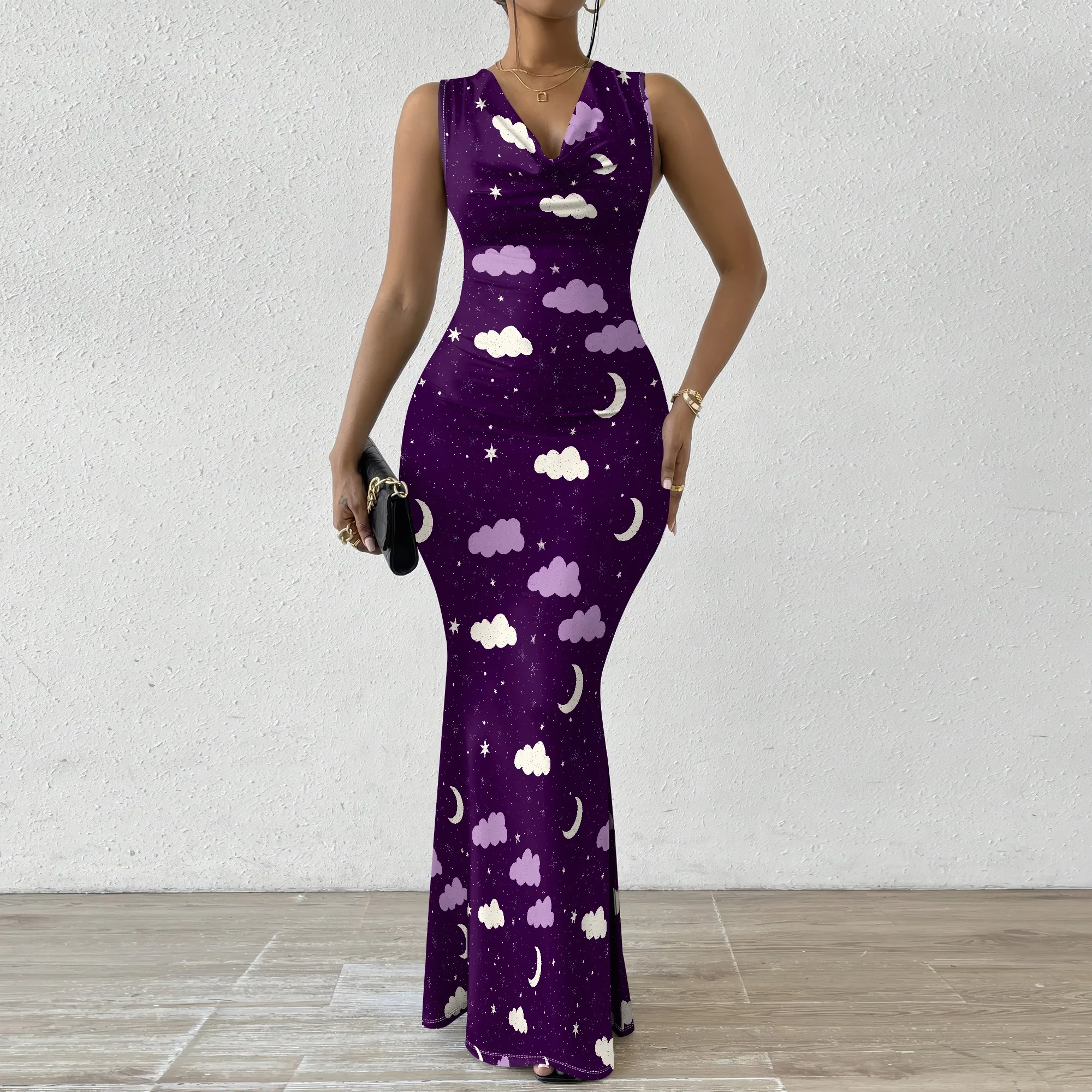 Cloud & Moon Print Maxi Dress XS-2XL, Sleeveless V-Neck Dress for Women, Perfect for Night Out & Casual Evenings
Cloud & Moon Print Maxi Dress XS-2XL, Sleeveless V-Neck Dress for Women, Perfect for Night Out & Casual Evenings