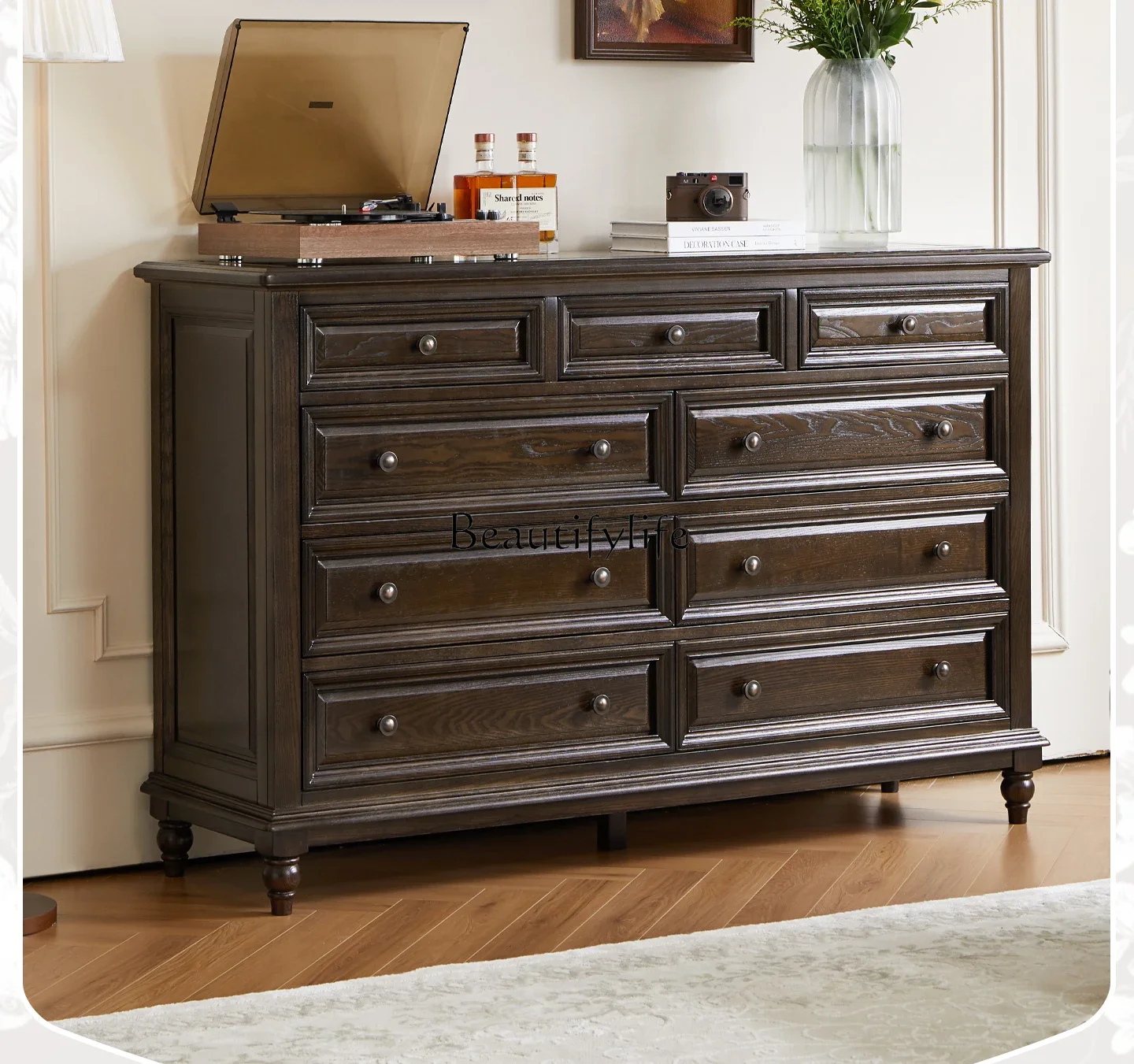 LXAmerican all solid wood pure wood nine chest cabinet bedroom retro style living room side cabinet storage drawerSSS
LXAmerican all solid wood pure wood nine chest cabinet bedroom retro style living room side cabinet storage drawerSSS