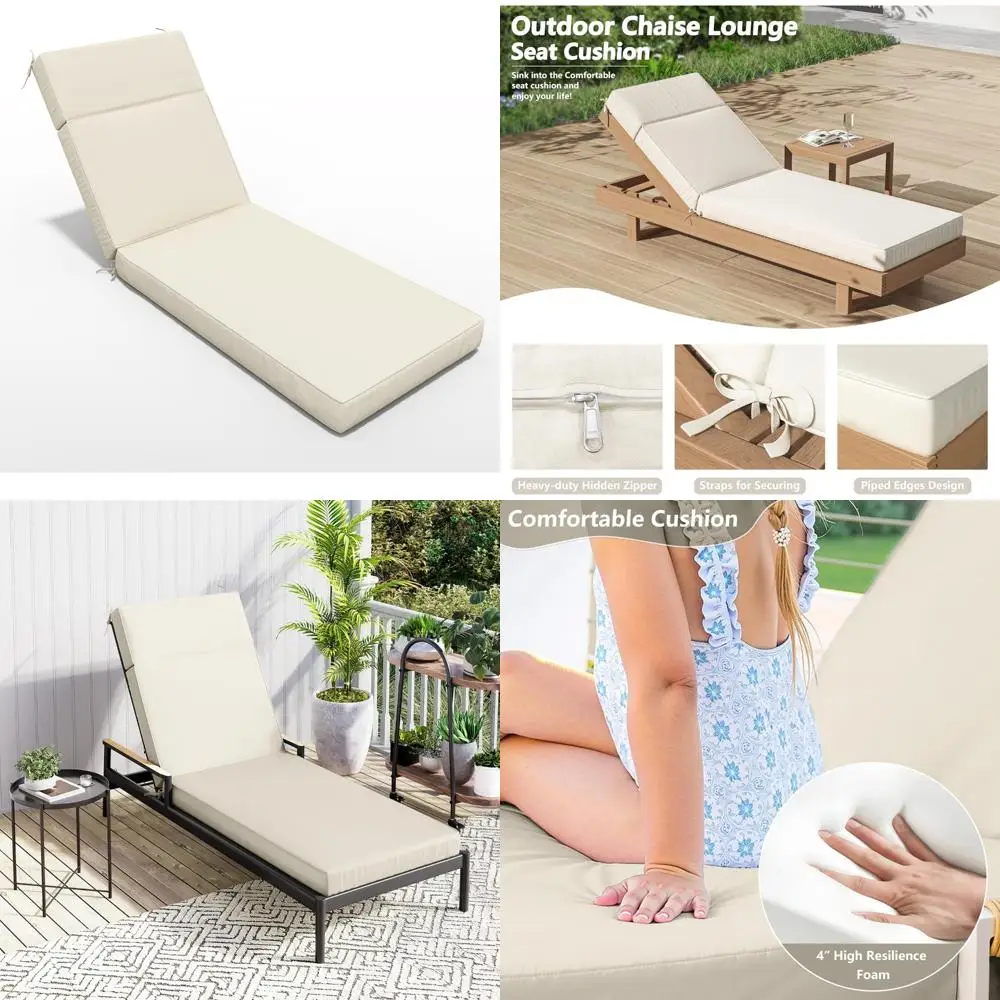Water-Resistant Outdoor Chaise Lounge Cushion, 80 L x 26 W x 4 D, High-Density Foam, Fade-Resistant for Comfortable Relaxation
Water-Resistant Outdoor Chaise Lounge Cushion, 80 L x 26 W x 4 D, High-Density Foam, Fade-Resistant for Comfortable Relaxation