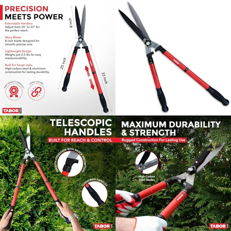 Telescopic with Wavy Blade and Steel Handles. Manual Clippers for Trimming Borders, Boxwood, and Tall Bushes
Telescopic with Wavy Blade and Steel Handles. Manual Clippers for Trimming Borders, Boxwood, and Tall Bushes