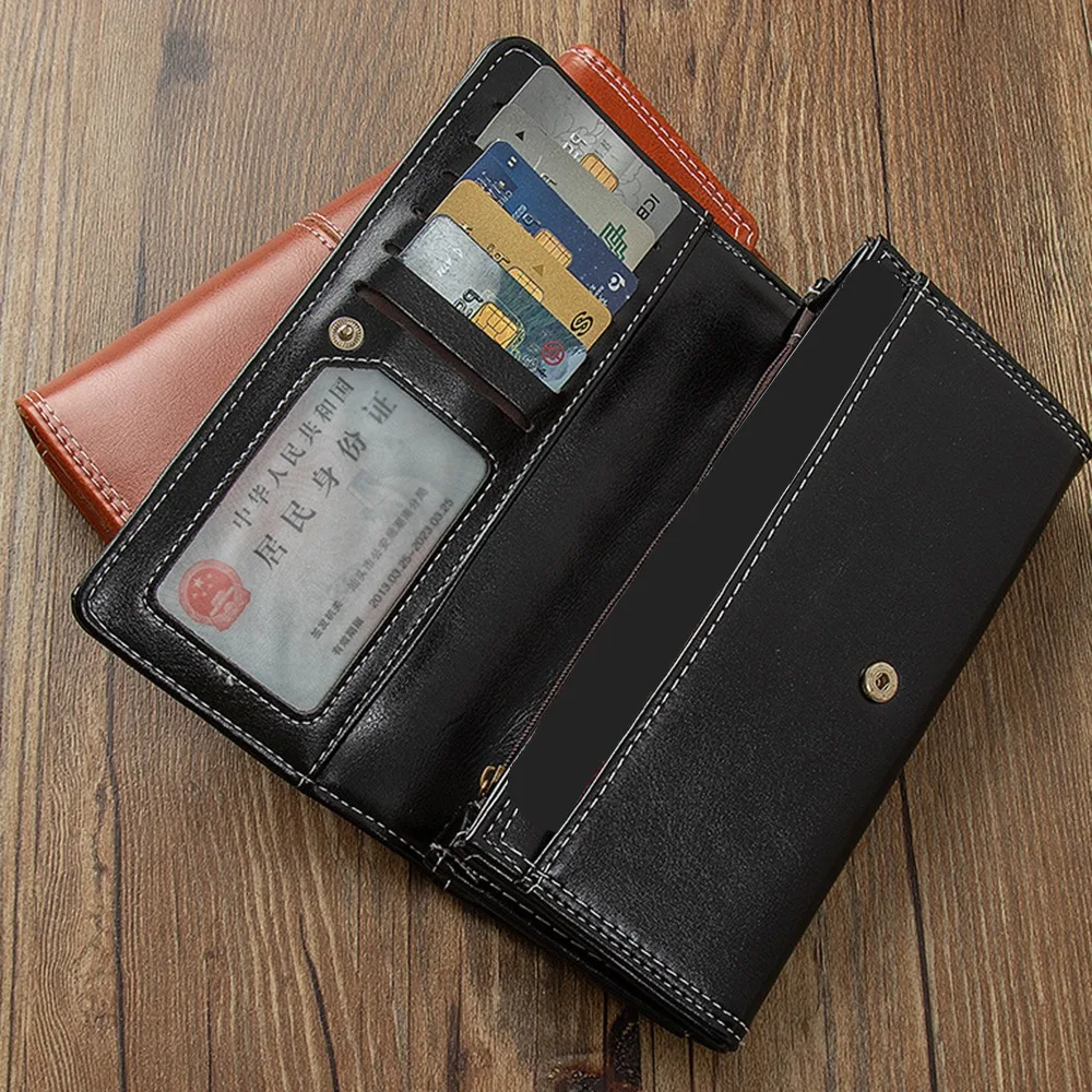 Waterproof RFID Blocking Folding Wallet Multiple Card Slots PU Leather Woman Long Purse Zipper Oil Wax Leather
Waterproof RFID Blocking Folding Wallet Multiple Card Slots PU Leather Woman Long Purse Zipper Oil Wax Leather