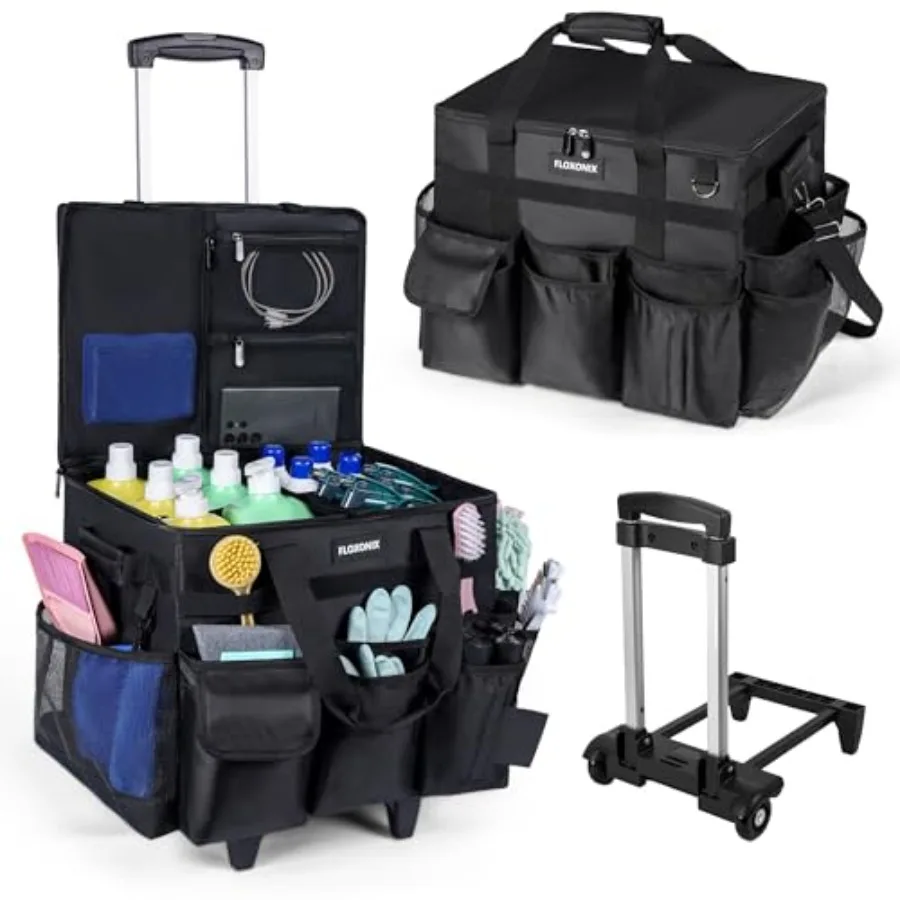 Large Rolling Cleaning Caddy Bag with Wheels, with Detachable Trolley, Cleaning Bags on Wheels for Housekeepers, Cleaning Cart
Large Rolling Cleaning Caddy Bag with Wheels, with Detachable Trolley, Cleaning Bags on Wheels for Housekeepers, Cleaning Cart