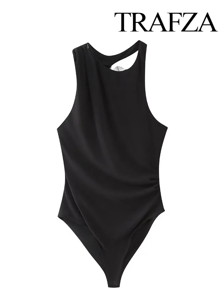 TRAFZA Women Summer Fashion Solid Round Collar Sleeveless Hollow Out Folds Bow Decoration Female Sexy Asymmetric Jumpsuit TRAF
TRAFZA Women Summer Fashion Solid Round Collar Sleeveless Hollow Out Folds Bow Decoration Female Sexy Asymmetric Jumpsuit TRAF
