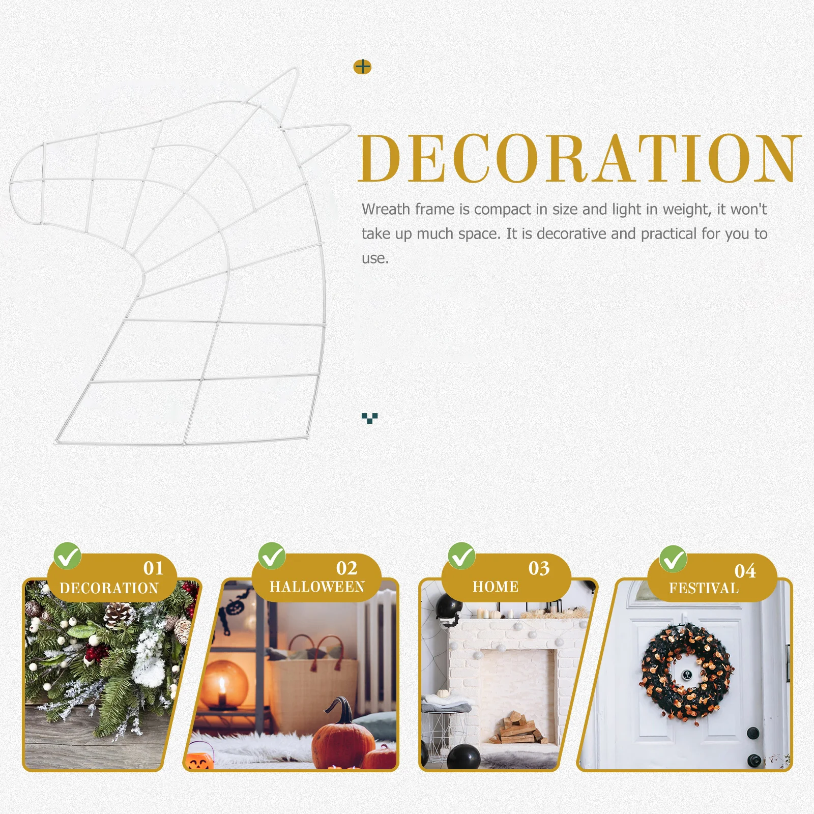 1 Unit Horse Shaped Iron Wreath Frame DIY Metal Cane Form for Christmas Decor Crafts Floral Arrangement Hanging Garland Support
1 Unit Horse Shaped Iron Wreath Frame DIY Metal Cane Form for Christmas Decor Crafts Floral Arrangement Hanging Garland Support