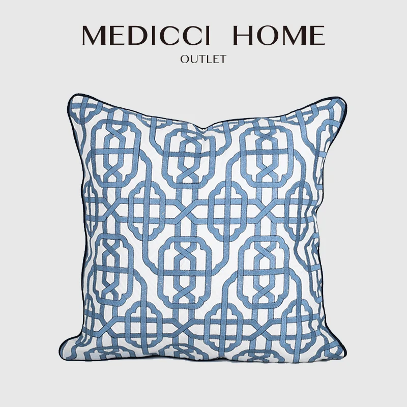 Medicci Home Luxury Pillow Covers Porcelain Indigo Blue And White Flat Outline Moroccan Pattern Embroidery Cushion Case 50x50cm
Medicci Home Luxury Pillow Covers Porcelain Indigo Blue And White Flat Outline Moroccan Pattern Embroidery Cushion Case 50x50cm