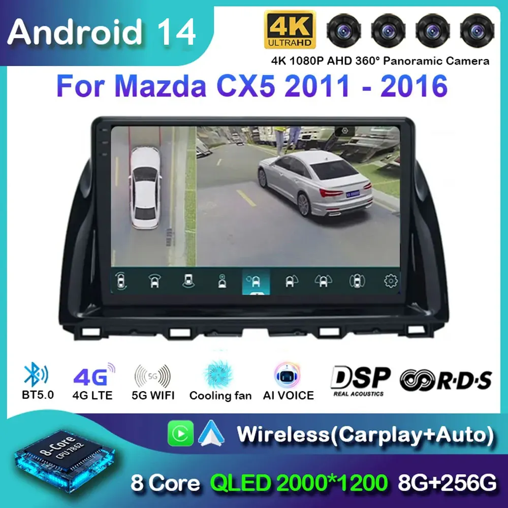 Android 14 Carplay Auto Car Radio For Mazda CX5 2011 - 2016 CX-5 CX 5 Navigation GPS Multimedia Player Stereo video DVD WIFI+4G
Android 14 Carplay Auto Car Radio For Mazda CX5 2011 - 2016 CX-5 CX 5 Navigation GPS Multimedia Player Stereo video DVD WIFI+4G
