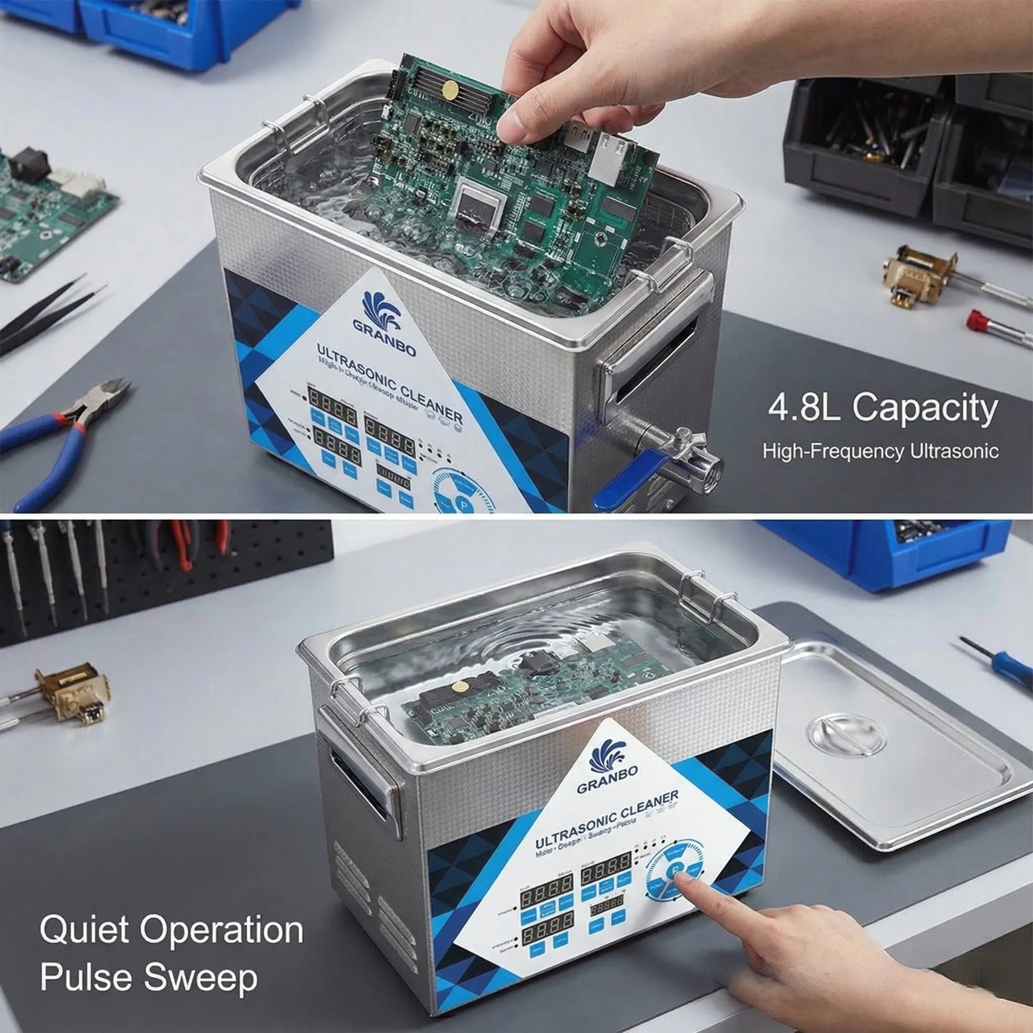 Granbo 4.8L Ultrasonic Cleaner Multi-Functional Precision Instrument Laboratory Cleaning Machine 40/80/120/200KHz
Granbo 4.8L Ultrasonic Cleaner Multi-Functional Precision Instrument Laboratory Cleaning Machine 40/80/120/200KHz