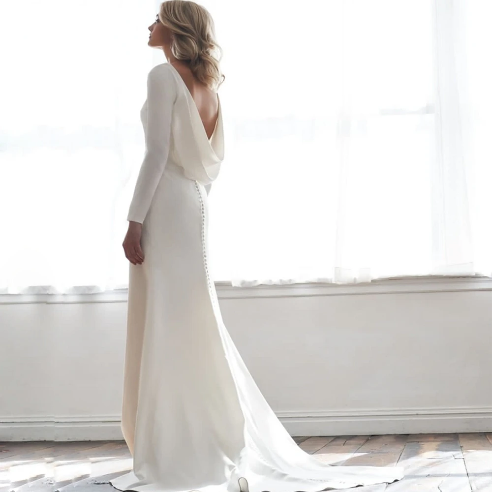 Elegant Long Sleeves Simple Wedding Dress For Women 2023 Backless Mermaid Spandex Bridal Gown Sweep Train Vestido De Novia
Elegant Long Sleeves Simple Wedding Dress For Women 2023 Backless Mermaid Spandex Bridal Gown Sweep Train Vestido De Novia