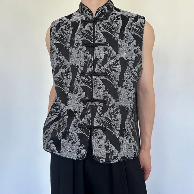Trendy New Chinese Style Stand Collar Male Vest Brocade Jacquard Men Casual Sleeveless Tank Tops Black Trend 2024 Autumn
Trendy New Chinese Style Stand Collar Male Vest Brocade Jacquard Men Casual Sleeveless Tank Tops Black Trend 2024 Autumn