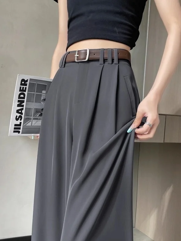 Широкие брюки из ледяного шелка для женщин: весенне-летние, тонкие, с высокой талией, свободные, струящиеся, прямые, повседневные, в пол
Широкие брюки из ледяного шелка для женщин: весенне-летние, тонкие, с высокой талией, свободные, струящиеся, прямые, повседневные, в пол