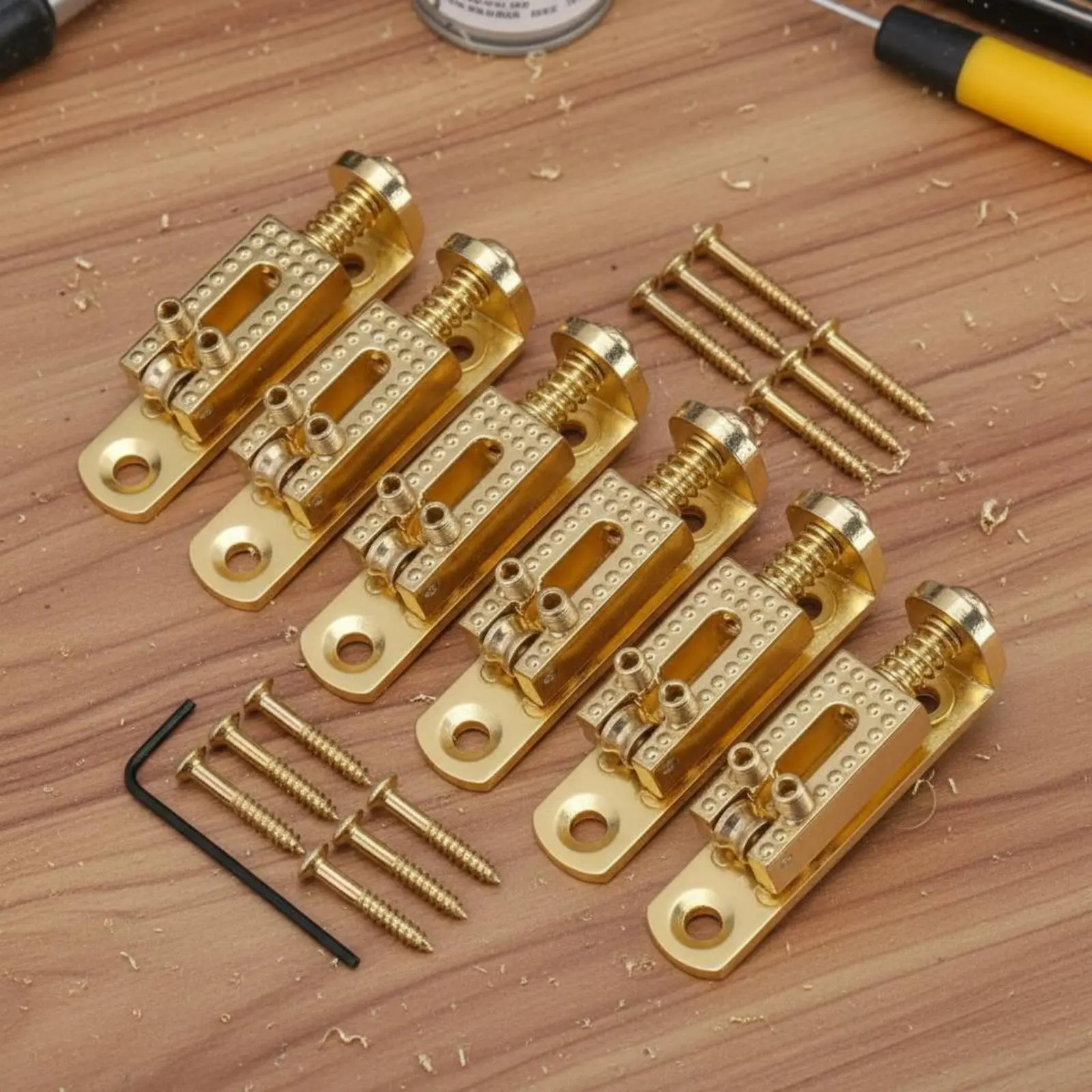6 Pieces Electric Guitar Rolling Saddles Fully Adjustable Individual Saddle Bridge Individual Bridge Saddle Set Improved Sustain
6 Pieces Electric Guitar Rolling Saddles Fully Adjustable Individual Saddle Bridge Individual Bridge Saddle Set Improved Sustain