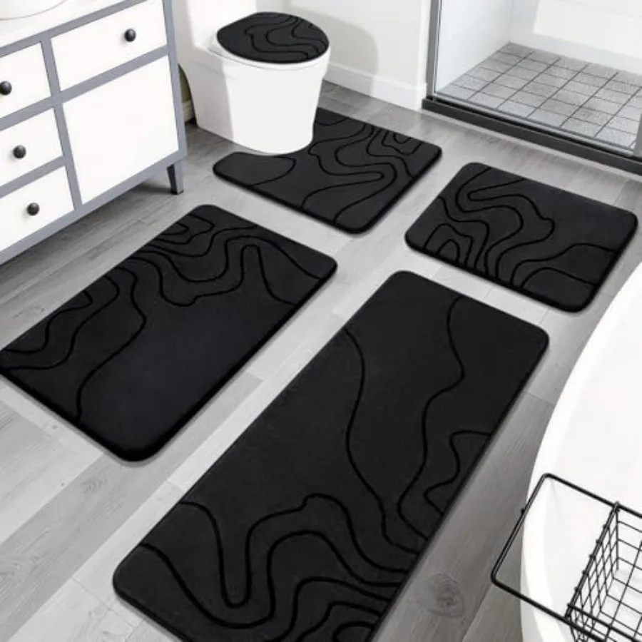 Memory Foam Bathroom Rugs Sets 5 Pcs - Extra Thick Ultra Soft Absorbent Bath Mat Set Non-Slip Machine Washable Bath Rugs for Ba
Memory Foam Bathroom Rugs Sets 5 Pcs - Extra Thick Ultra Soft Absorbent Bath Mat Set Non-Slip Machine Washable Bath Rugs for Ba