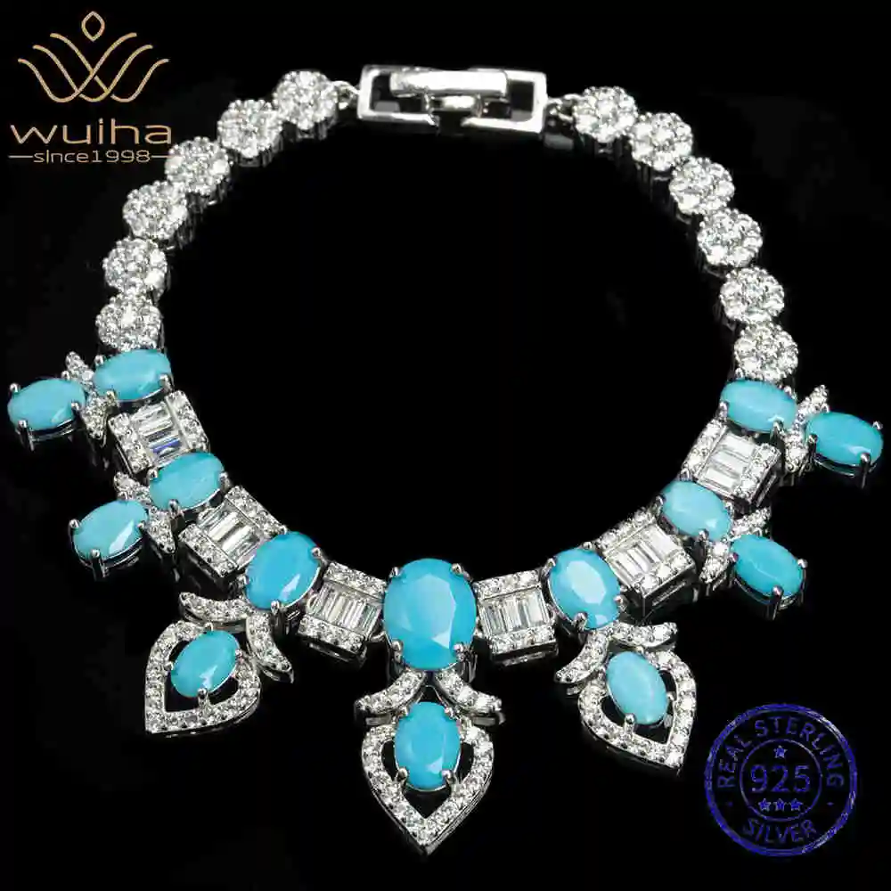 WUIHA Vintage 925 Sterling Silver Lab Sapphire Turquoise High Carbon Diamonds Gemstone Bracelet Bangle Fine Jewelry Wholesale
WUIHA Vintage 925 Sterling Silver Lab Sapphire Turquoise High Carbon Diamonds Gemstone Bracelet Bangle Fine Jewelry Wholesale