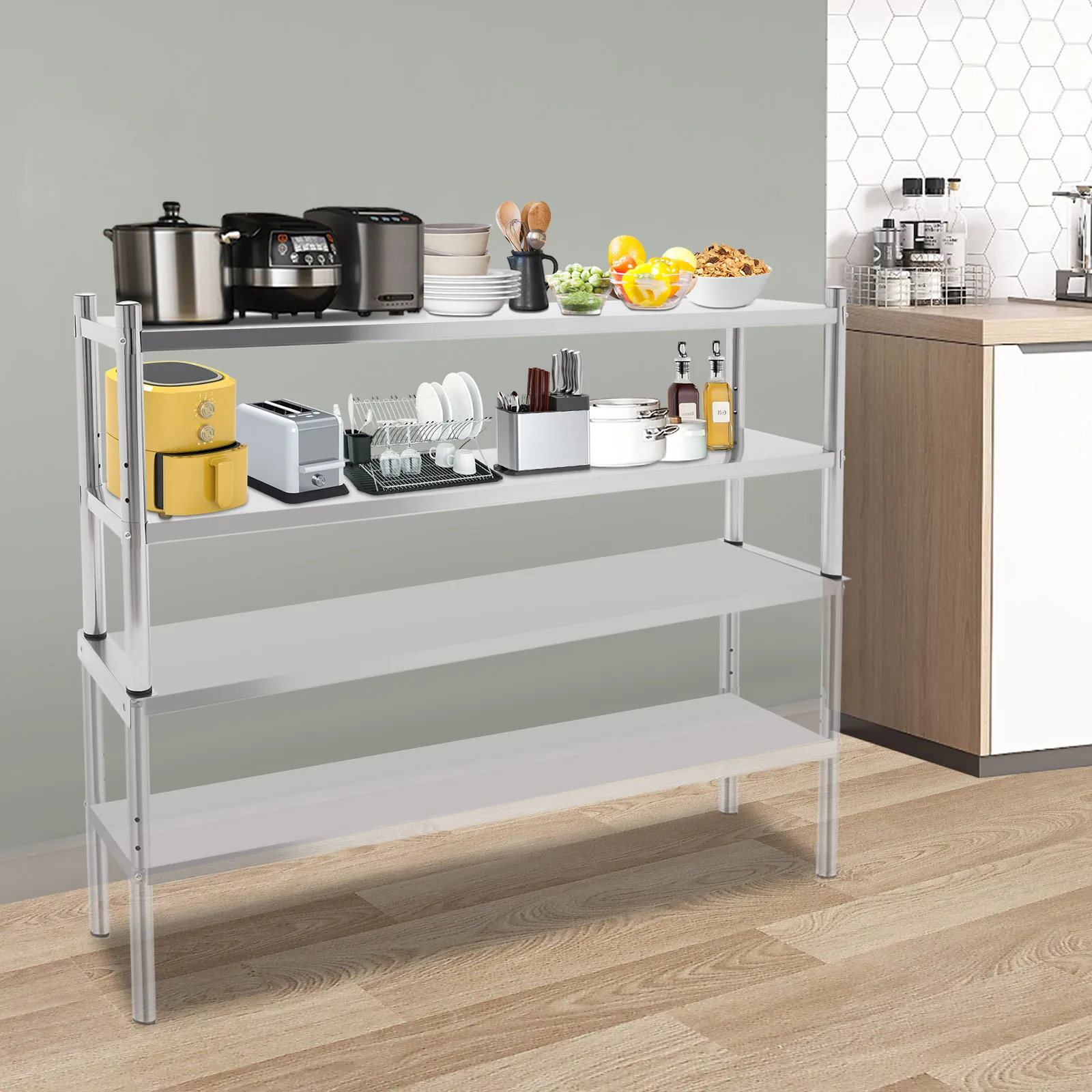 Adjustable Height 2 Tier Stainless Steel Shelving Shelf Storage Heavy Duty Shelving for Storing and Displaying Goods
Adjustable Height 2 Tier Stainless Steel Shelving Shelf Storage Heavy Duty Shelving for Storing and Displaying Goods