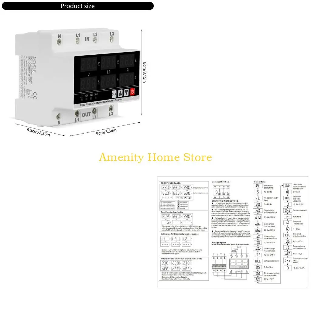 F26C Регулируемая защита от перегрузки по току Цифровой 3-фазный вольтметр-амперметр на DIN-рейку
F26C Регулируемая защита от перегрузки по току Цифровой 3-фазный вольтметр-амперметр на DIN-рейку
