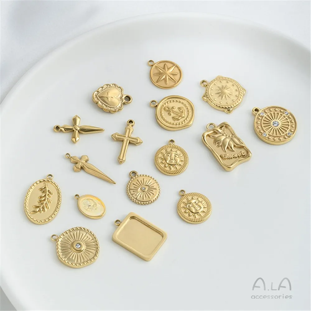 Titanium Steel Bag 14K Real Gold Cross Pendant Star Sun Round Plate Pendant Diy Handmade Jewelry Pendant
Titanium Steel Bag 14K Real Gold Cross Pendant Star Sun Round Plate Pendant Diy Handmade Jewelry Pendant