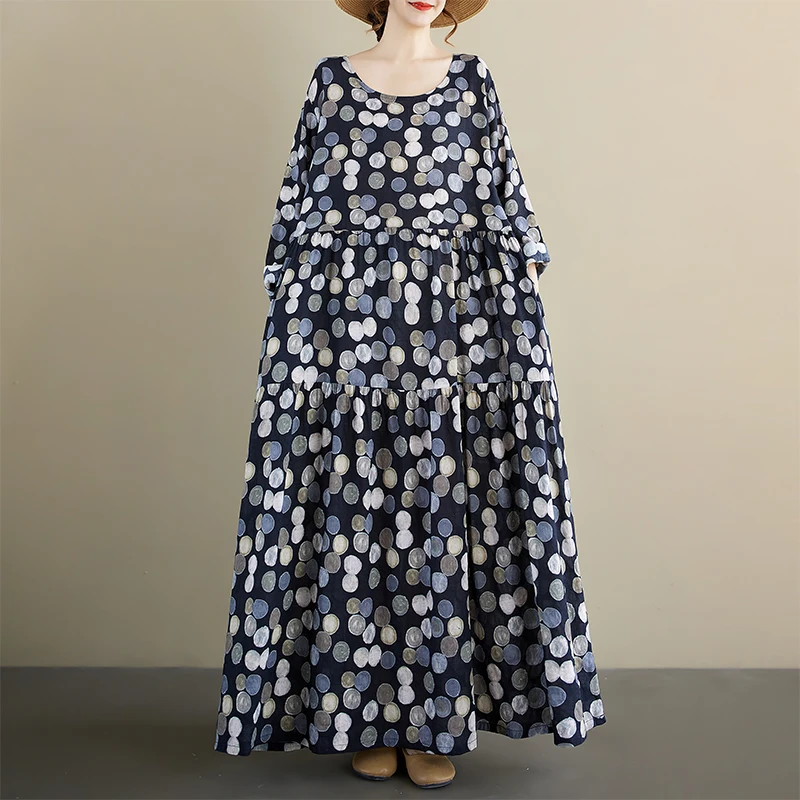 n Polka Dot Casual round Ne Long Sve Pleated Skirt Mommy Dr Women's Ci Walk Cotton A-Line Long Dr
n Polka Dot Casual round Ne Long Sve Pleated Skirt Mommy Dr Women's Ci Walk Cotton A-Line Long Dr