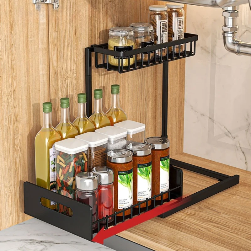 Firm Kitchen lower sink rack pull-out seasoning storage layered pull basket bathroom drawer
Firm Kitchen lower sink rack pull-out seasoning storage layered pull basket bathroom drawer