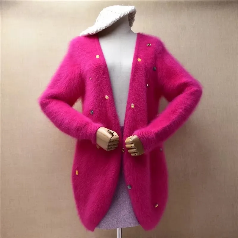Женская осенне-зимняя вязаная куртка из овечьей норки и кашемира с длинными рукавами, свободные кардиганы из ангоры, мантия, свитер, куртка
Женская осенне-зимняя вязаная куртка из овечьей норки и кашемира с длинными рукавами, свободные кардиганы из ангоры, мантия, свитер, куртка