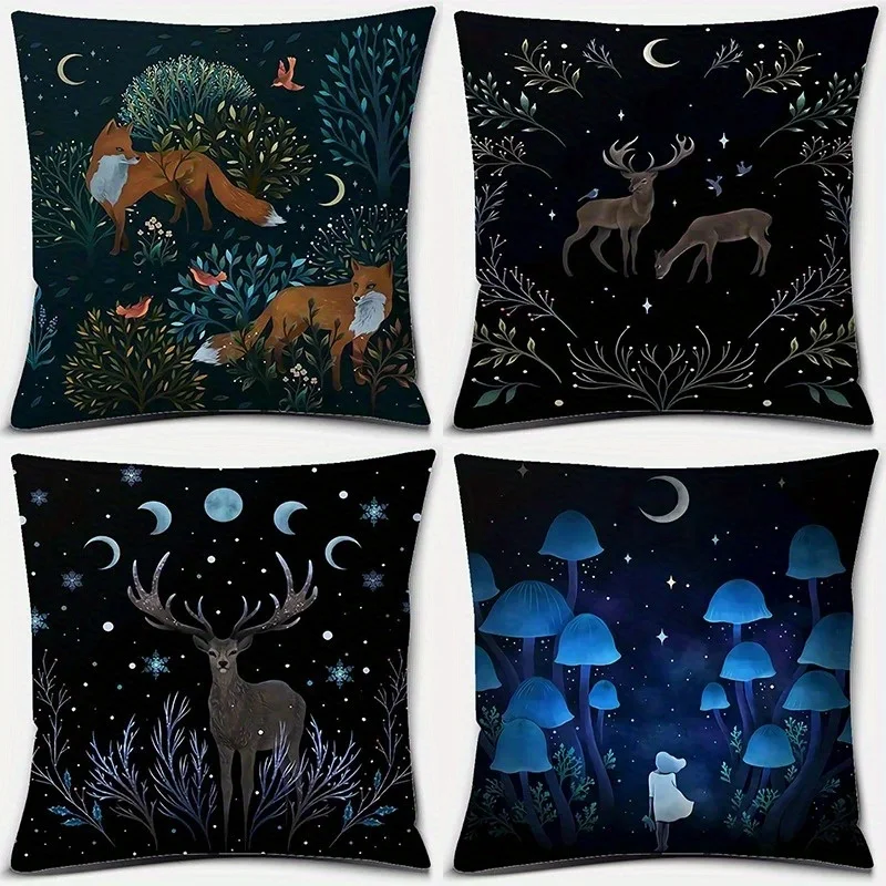 Home Decor Night Forest: Foxes, Deer & Magical Mushrooms Pattern Cushion Cover Suitable For Sofa Bedroom Car Pillow Cover
Home Decor Night Forest: Foxes, Deer & Magical Mushrooms Pattern Cushion Cover Suitable For Sofa Bedroom Car Pillow Cover