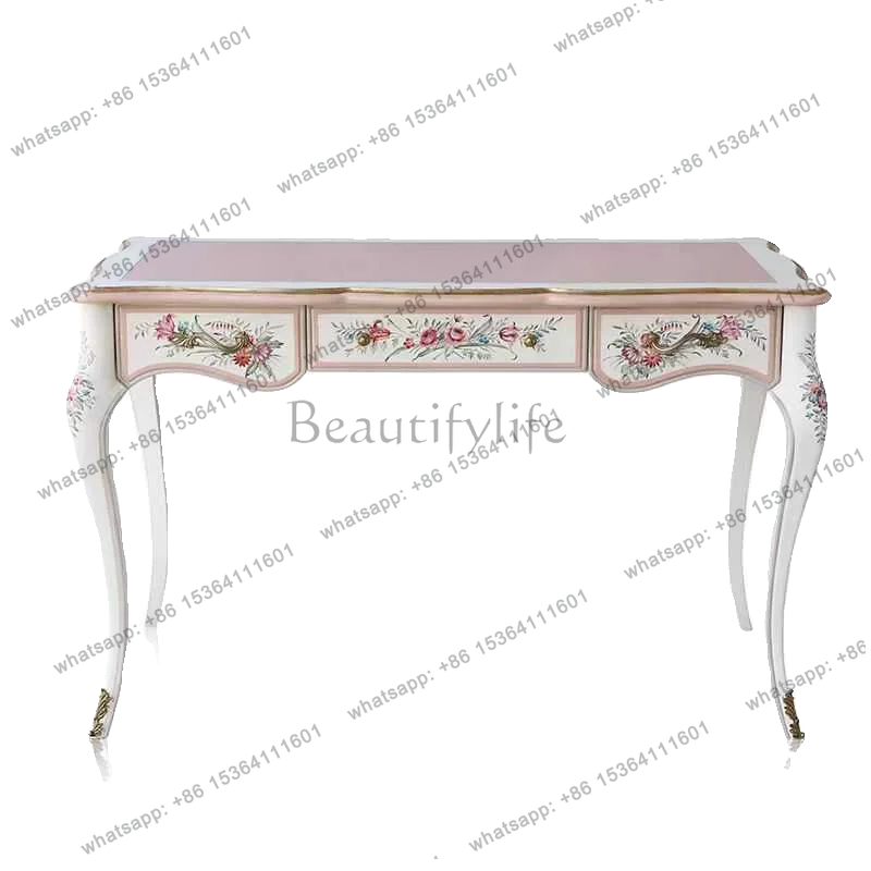 French romantic solid wood carving flower hand painted sticker gold leaf desk villa bedroom
French romantic solid wood carving flower hand painted sticker gold leaf desk villa bedroom